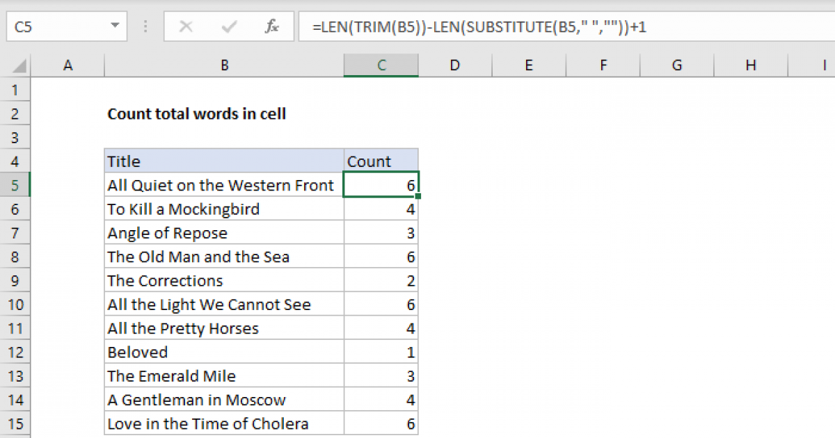 Count Words In Cell Excel Formula